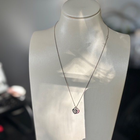 NEW Tiffany & Co. 925 Sterling Mini Hearts Pink Pendant with Diamond Necklace - Picture 5 of 6